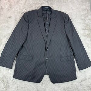 Ital Uomo Men's 52L 46L Giuseppe Gray‎ Pinstripe 100% Wool Business Blazer